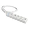 Base múltiple con 4 tomas 2p+t, con interruptor luminoso, 1,5 m cable h05vv-f 3g1,5 mm², blanca