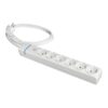 Base múltiple con 6 tomas 2p+t, con interruptor luminoso, 1,5 m cable h05vv-f 3g1,5 mm², blanca