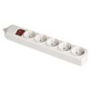 Base bipolar 5 tomas con t/tl 10/16 a 250 v blanco + interruptor luminoso.