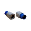 Adaptador cetac macho a schuko hembra, 2p+t, 250 v 16 a, azul y gris