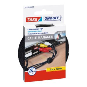 Organizador de cables cinta de cierre negro 10 mm x 5 m