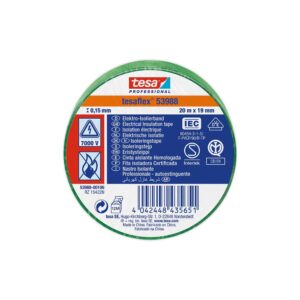 Cinta aislante homologada verde 19 mm x 20 m