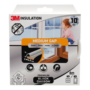 Burlete de aislamiento premium para huecos medianos de 2 - 4,5 mm, blanco, 6 m