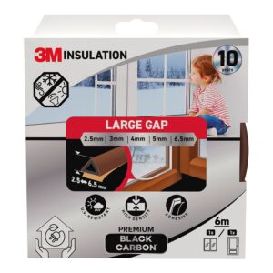 Burlete de aislamiento premium para huecos grandes de 2,5 - 6,5 mm, marrón, 6 m