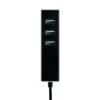 Adaptador 3 conectores usb a con fijación 1,5 m negro