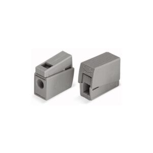 Conector rápido en linea presilla 2 vias, 1 rígido + 1 rígido, semirígido o flexible ø máximo 2,5 mm², gris