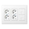 Caja con 4 schuko + 2 rj45, 500 cima superficie o empotrar blanca