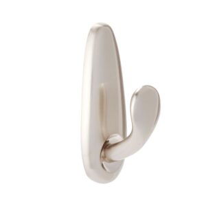 Gancho metálico, grande, níquel pulido, 1 ud + 2 tiras, máx 2,2 kg