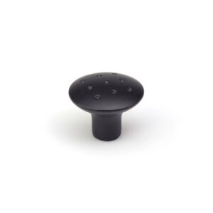 Blister con 2 pomos redondos para mueble fabricado en zamak acabado negro mate mod. e744g ø35mm rei