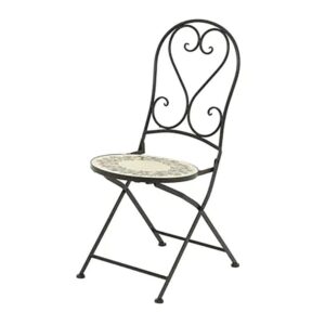 Silla metálica/mosaico plegable atenas color negro para exterior ø39 x 52 x 92,5 cm