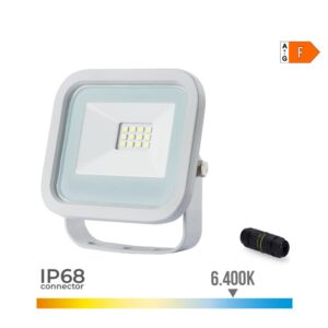 Foco proyector led blanco 10 w 800 lm 6400 k luz fría 9,2 x 2,7 x 8,1 cm