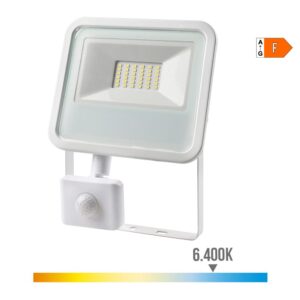 Foco proyector led con sensor de presencia 30 w, 2370 lm, 6400 k, luz fría 15,8 x 20 x 4,5 cm