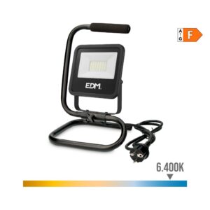 Foco proyector led con pie 30 w, 2370 lm, 6400 k, luz fría, black series 22 x 21 x 32 cm