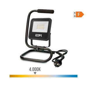 Foco proyector led con pie 30 w, 2370 lm, 4000 k, luz día, black series 22 x 21 x 32 cm