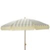 Parasol de jardín de rayas taupe y blanco con flecos, ø183 x 200 cm