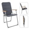 Silla de camping plegable gris, 52 x 55 x 92 cm