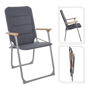 Silla de camping plegable gris, 52 x 55 x 92 cm