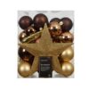 Accesorios para árbol de navidad tonos marrones y dorados, 33 piezas