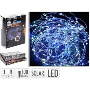 Guirnalda micro led, blanco frio, 100 leds, solar, 7 m