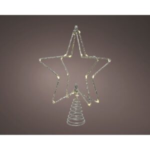 Adorno estrella 3d para árbol navidad, plateada, 20 led, 20 x 5,5 x 25,5 cm