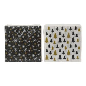 Servilletas de papel estampadas dorado, negro y blanco 33 x 33 cm
