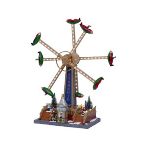 Escena navideña atracción ferial con movimiento, música y luz, 36,5 x 19,00 x 47,60 cm