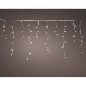 Cortina led de carámbano connect (interconectable) multifunción 250 leds luz cálida con efecto intermitente exterior blanco 7,35 m