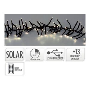 Guirnalda solar recargable, 768 leds, multifunción, luz cálida, exterior, 5,6 m