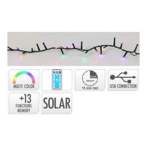 Guirnalda solar recargable, 768 leds, multifunción, multicolor, exterior, 5,6 m