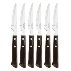 Cuchillos de asado polywood castaño 10,16 cm 6 uds