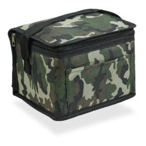 Nevera tipo bolsa 4,5 l diseño camuflaje con ribete y asa negra, 20 x 15 x 15 cm