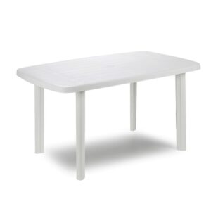 Mesa ovalada faro color blanco para exterior 72 x 137 x 85 cm