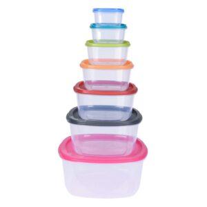 Set 7 fiambreras de plástico con tapa de colores