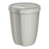 Cesto con tapa color crema imitación mimbre / rattan 8 l, ø23 x 29 cm
