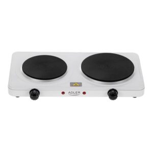 Cocina eléctrica dos quemadores 2500 w blanca, 46 x 26,5 x 7 cm