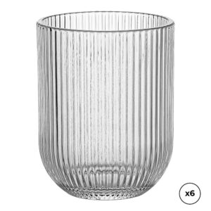 Vaso de cristal con rayas en relieve 260 ml, 6 uds