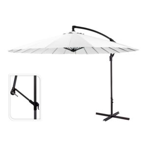 Parasol excéntrico ø300 cm altura maxima 3 m color: blanco