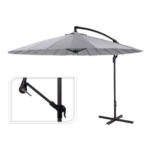 Parasol excéntrico ø300 cm altura maxima 3 m color: gris