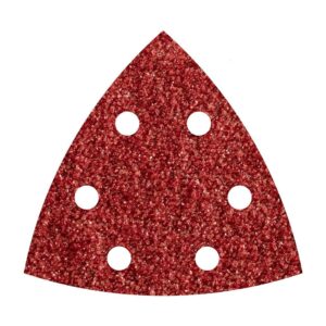 Hojas de lijar adhesivas de corindón perforadas, 95 mm, grano 80 delta, pack 5 uds