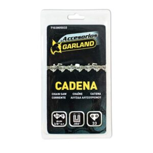 Cadena de motosierra para espada de 8 pulg / 20 cm, 33 eslabones, 3/8 pulg b.p., espesor 0,050 pulg / 1,3 mm