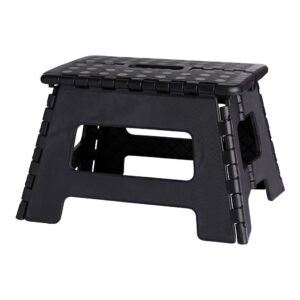 Banqueta plegable negra, 35 x 28,5 x 22 cm