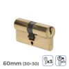 Cilindro latón 60mm (30+30mm) leva corta r13 con 3 llaves de serreta incluidas