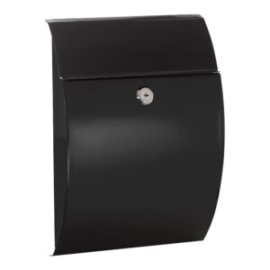 Buzón individual exterior, pequeño, galán, acero, negro, 21 x 7,5 x 29 cm