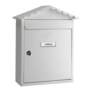 Buzón individual exterior, mediano, visit, acero, blanco, 30 x 11 x 36 cm