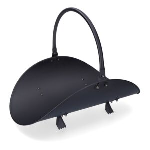 Cesta metálica para leña, color negro, 48 x 35 x 38 cm