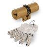 Cilindro de seguridad de perfil suizo 33-43 latón, con rueda de 14 dientes. spr14:33-43 mcm