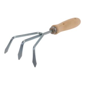 Cultivador de jardinería de 3 púas, acero galvanizado, 10,5 x 5 x 28,5 cm
