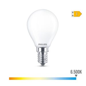 Bombilla esferica led e14 6,5 w 806 lm 6500 k luz fria ø4,5 x 8 cm