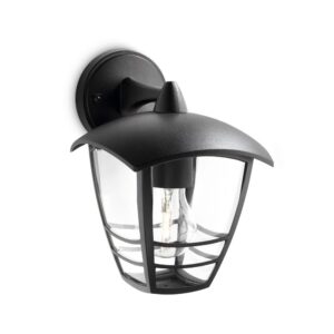 Aplique exterior creek e27 60 w sin bombilla, color negro, luz hacia abajo