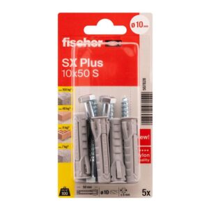 Tacos sx plus sk nv ø10 x 50 mm + tornillos ø7 x 65 mm, blister 5 uds